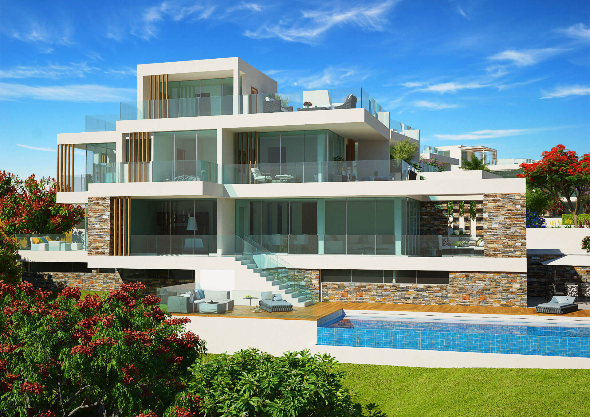 The Elite Residences at the Venus Rock golf resort in Pafos are designed to set a new precedent for luxury living in Cyprus. These state-of-the-art villas are defined by their unique and superior quality, offering sweeping views of the Secret Valley golf course and the alluring waters of the Mediterranean.