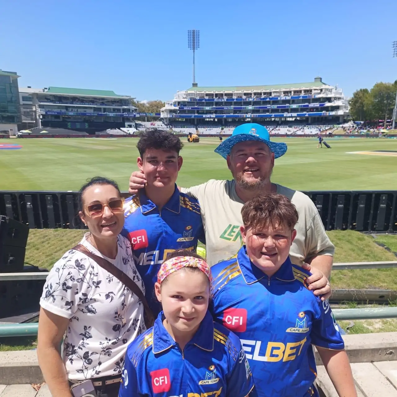 On a sporting outing with the family On a sporting outing with the family